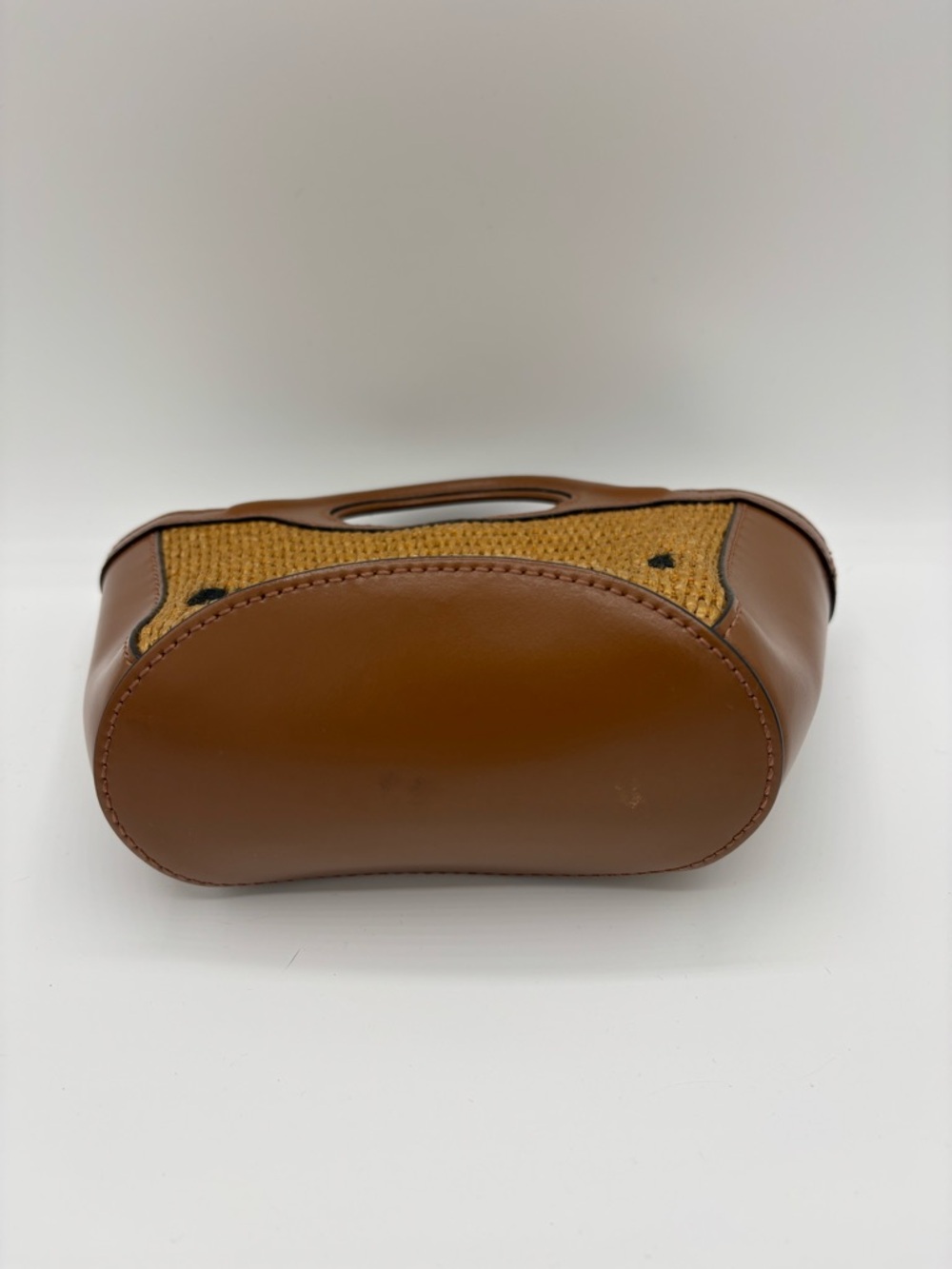 Marni Tan Leather & Straw Mini Tote with Black Logo - Picture 4 of 5